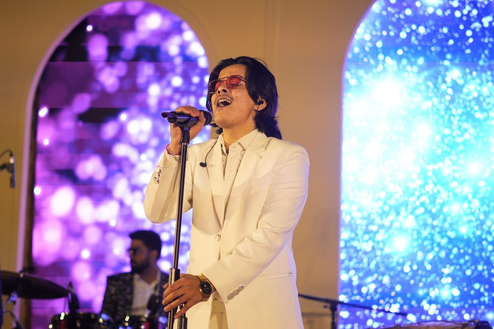Live Bollywood and Punjabi band setup during wedding event in Delhi