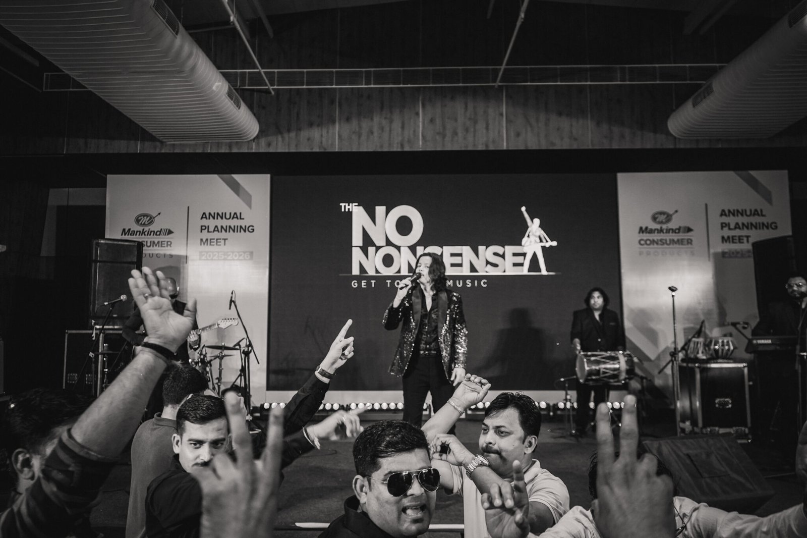 Audience dancing to live performance by No Nonsense Band in Delhi